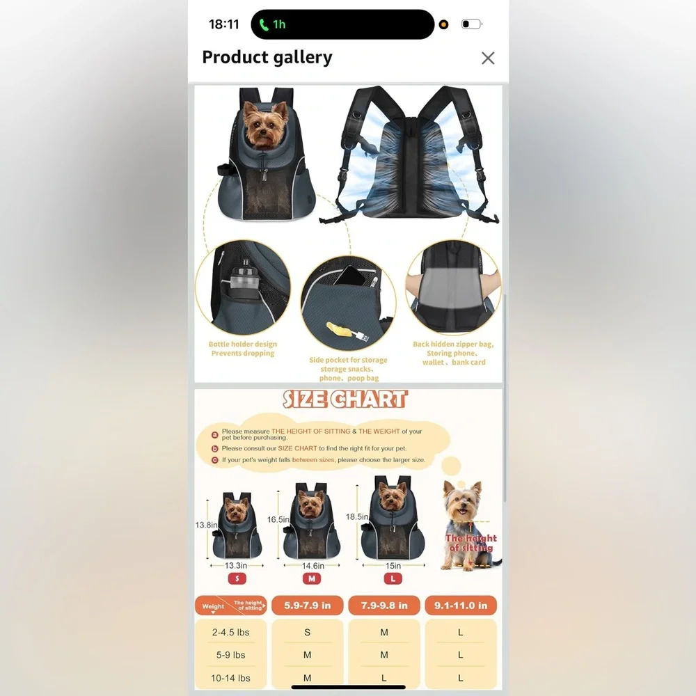 Pet Carrier Backpack with Ventilation Mesh